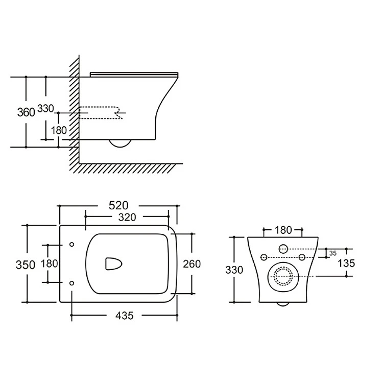 wall mount toilet dimensions
